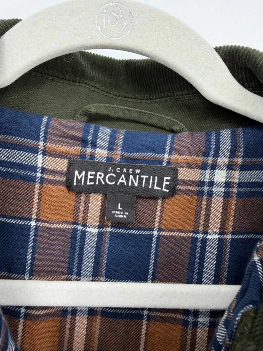 J. Crew Men's Size L‎ Army Green Flannel Lined Barn Jacket G7024